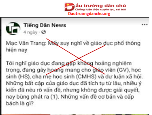 Mạc Văn Trang - Đừng đem suy nghĩ của cá nhân mình lên nền giáo dục phổ thông hiện nay