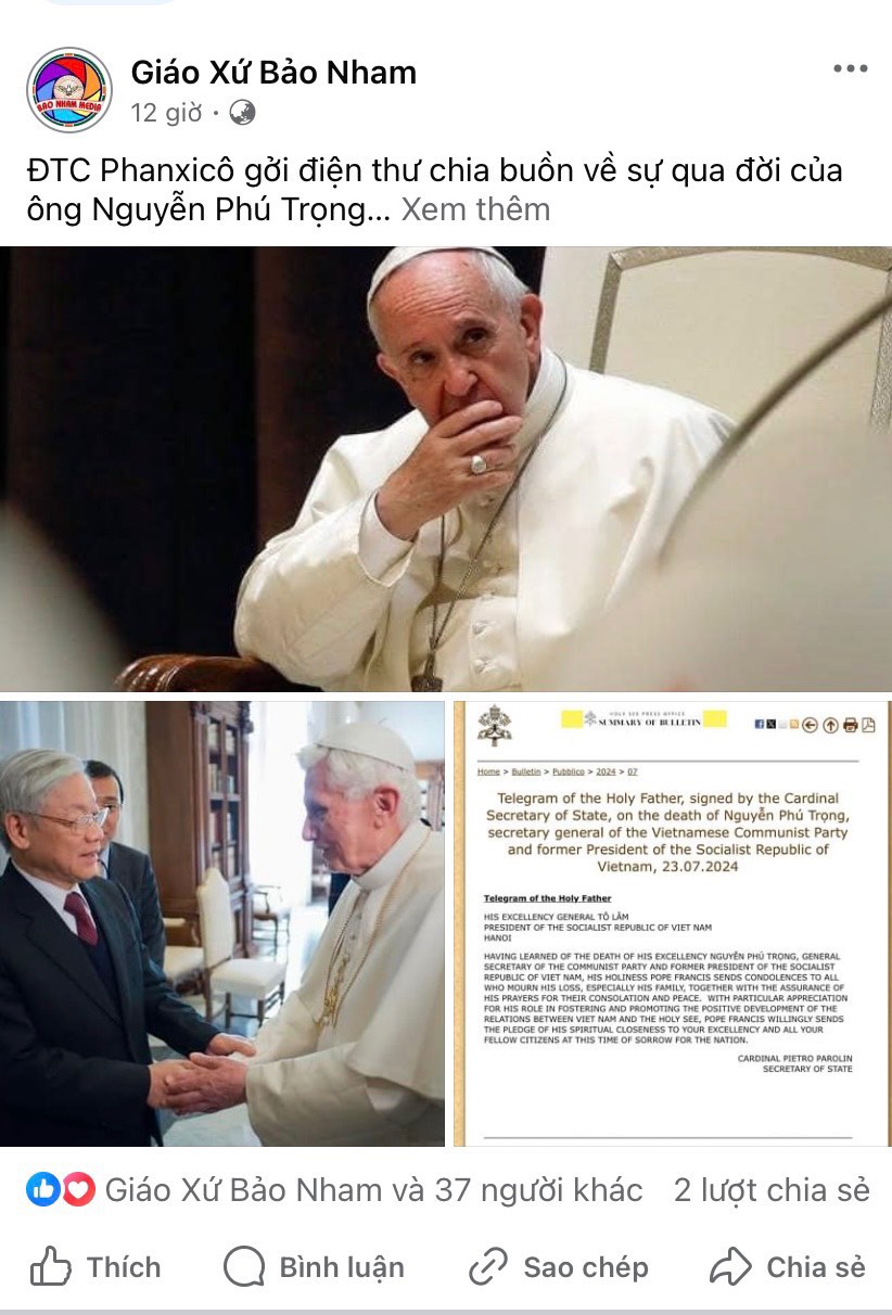 Người Công giáo thể hiện tình cảm, kính trọng Tổng Bí thư và cùng nỗi đau, mất mát của dân tộc Người Công giáo thể hiện tình cảm, kính trọng Tổng Bí thư và cùng nỗi đau, mất mát của dân tộc